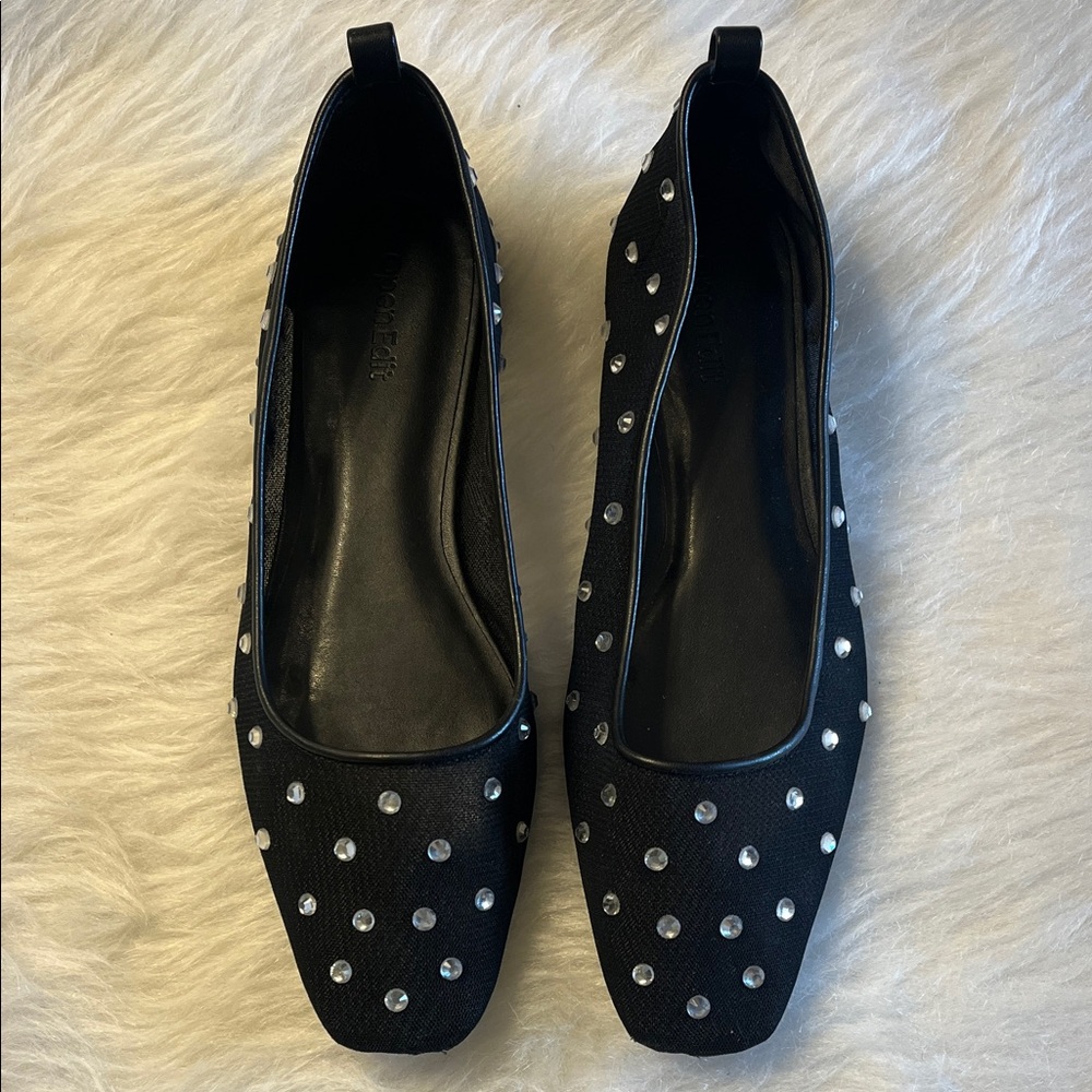Open Edit Black Studded Women's Flats - Size 9
